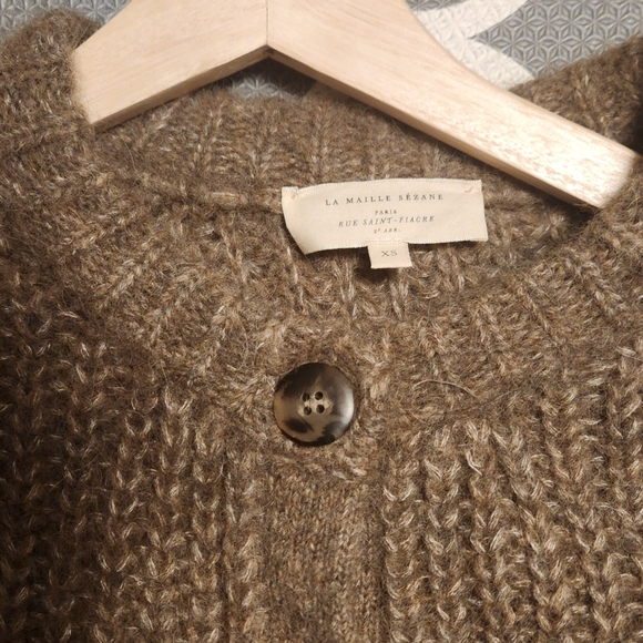 Sezane Emile Cardigan Dark Taupe XS - Picture 2 of 5